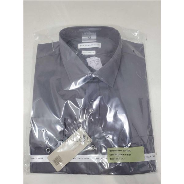 Biz Collection Dress Shirt- Gray (L)
