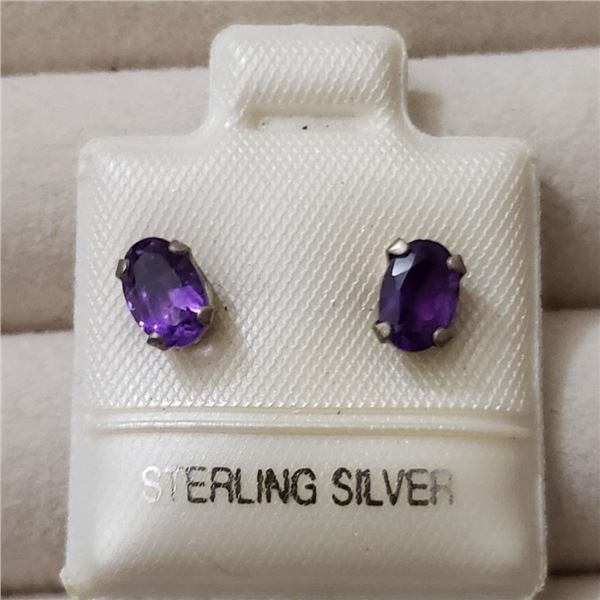 Silver Amethyst Earrings, Made in Canada, Suggested Retail Value $80