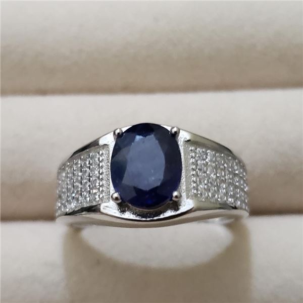 Silver Sapphire(3ct) Ring (~weight 5.73g), Suggested Retail Value $150