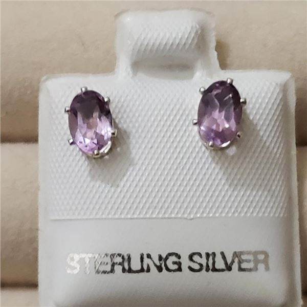 Silver Ametyhyst(0.8ct) Earrings, Made in Canada, Suggested Retail Value $80