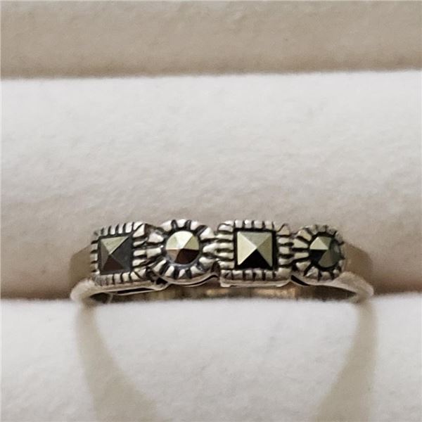 Silver Marcasite Ring (~Size 6.5), Suggested Retail Value $50