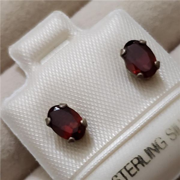 Silver Garnet Earrings, Made in Canada, Suggested Retail Value $80