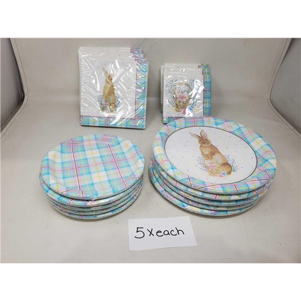 Lot of Storybook Easter Bunny Disposable Plates and Napkins