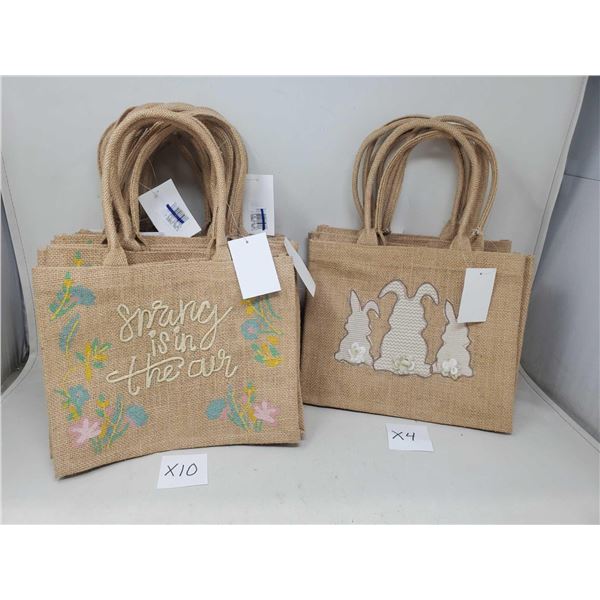 Lot of Floral Embroidered Totes (10.5in)