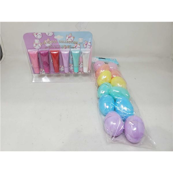 Lot of Lip Gloss and Easter Eggs