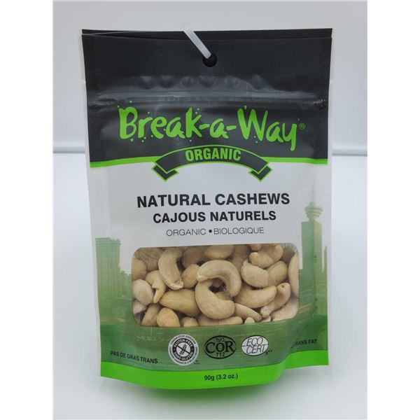Break-A-Way Organic Natural Cashews (6 x 90g)