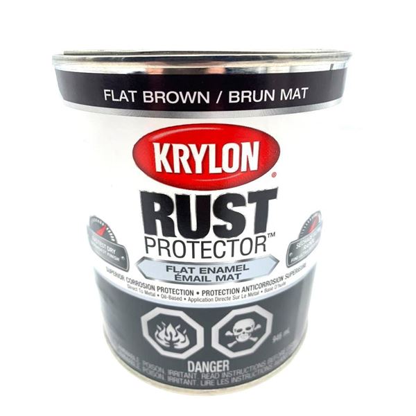 LOONIE LIQUIDATION - Krylon Rust Protector Flat Brown Enamel Paint 946ml can