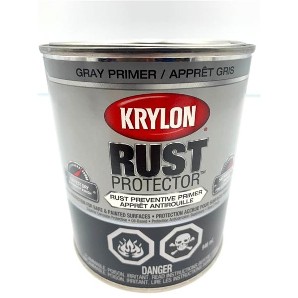 LOONIE LIQUIDATION - Krylon Rust Protector Gray Primer Enamel Paint 946ml can