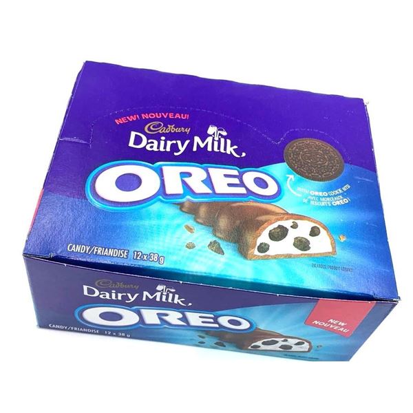 LOONIE LIQUIDATION - Dairy Milk Oreo Chocolate Bar box of 12 x 38g
