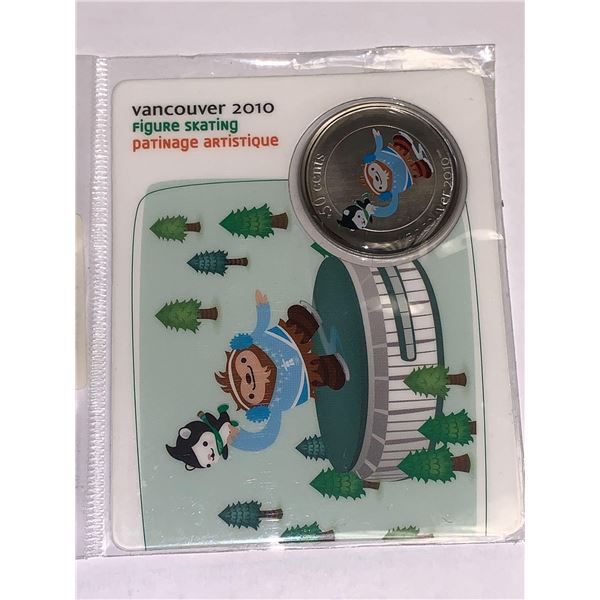 Vancouver 2010 Winter Olympics Figure Skating 50 cent Royal Canadian mint sealed collector coin and 