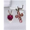 Image 1 : Lot of 2 Pendants includes one 14K Gold Ruby  Diamond¬† and one 10K Gold Tournmaline Cross