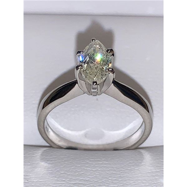 Ladies Marquise Cut 1.0 Carat Diamond clarity I Set in Solid Platinum Engagement Ring size 7 - Inclu