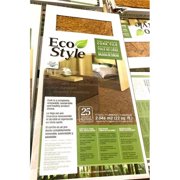 *NEW* Eco Style Peel and Stick Cork Flooring Tiles - Wen Series - "Sulink" - 22sq.ft