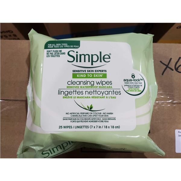 Simple Sensitive Skin Cleansing Wipes, 6X24