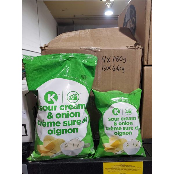 Circle K Sour Cream & Onion Potato Chips 4X180g & 12X66g