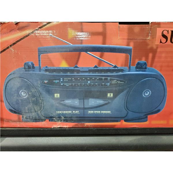 *NEW* Sur Sanget Retro Style Dual Cassette Stereo Radio