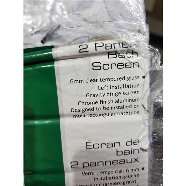 *NEW* Uber Haus 2 Panel Bath, 6mm Tempered Glass, Left Installation Screen 40X55"