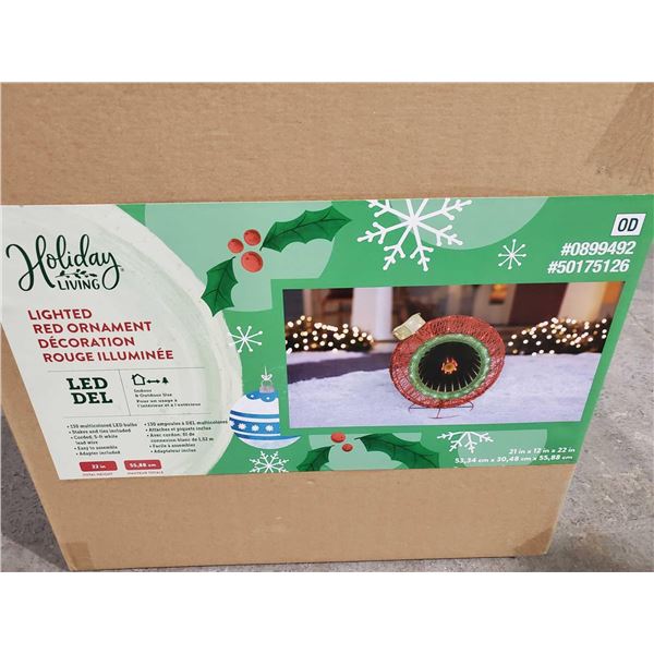 *NEW* Holiday Living LED Lighted Red Ornament 22"