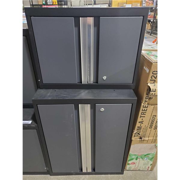 *NEW* Set of 2 Black, Locking Garage Wall Cabinets 24x18x12 and 24x30x16