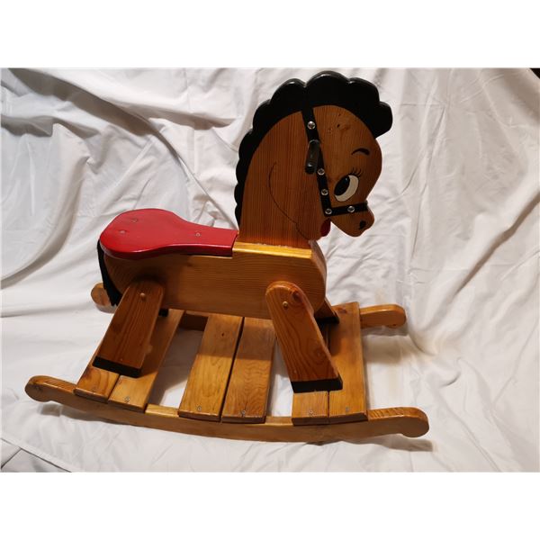 Wooden child's rocking horse, 30" long 27" high
