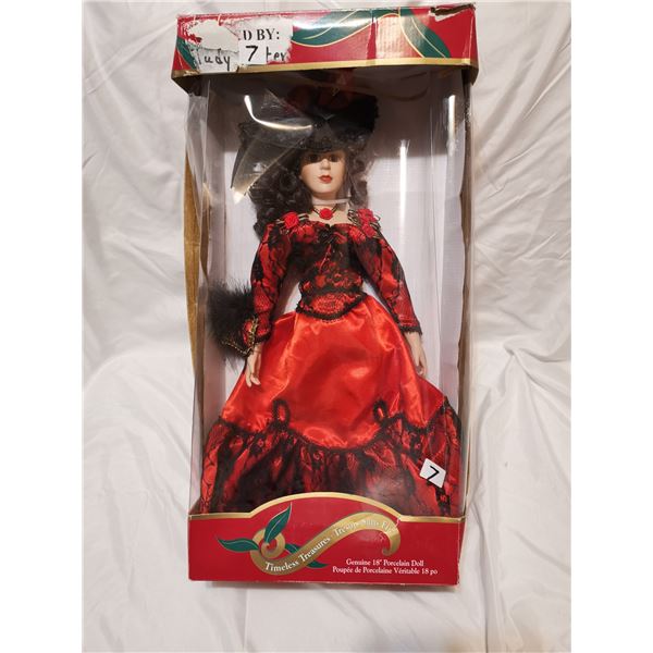 Lady in red porcelain doll 18"