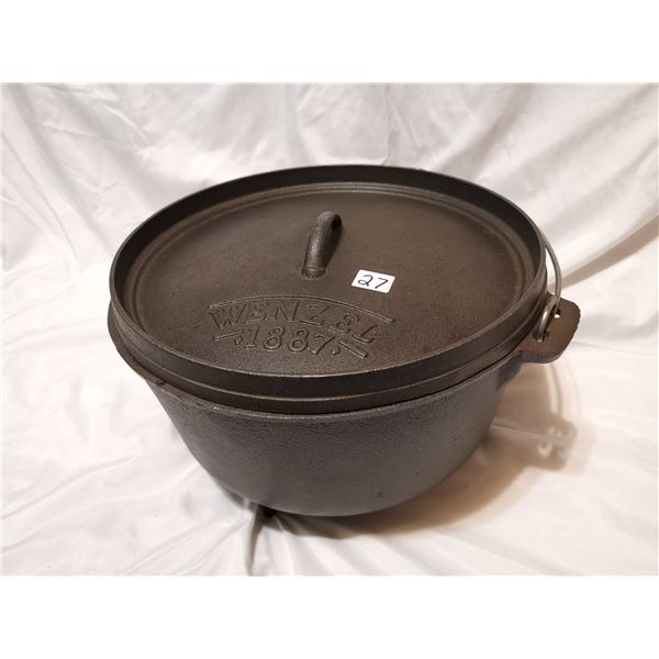 Wenzel cast iron 3 footed pot, 12" lid, very heavy