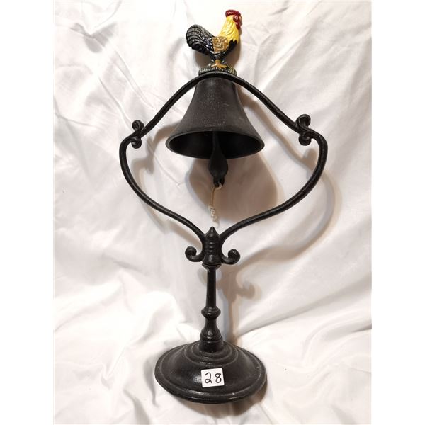 Cast iron bell on stand, 18" high, nice ring