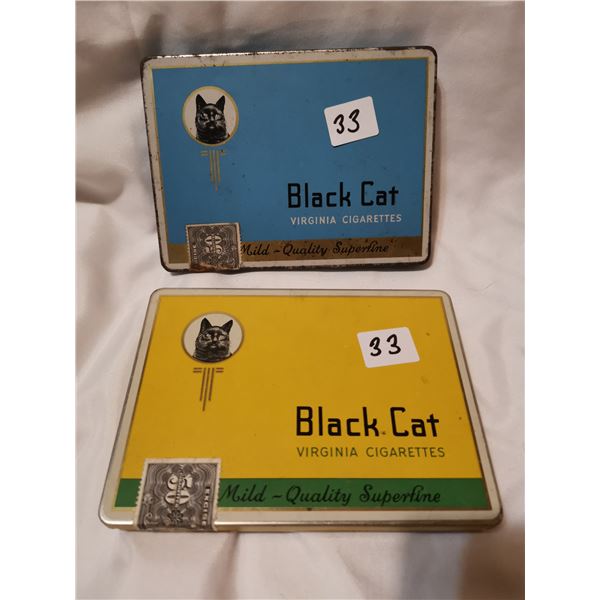 Two Black Cat cigs tins
