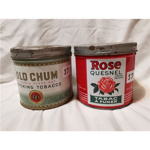 Rose and Old Chum tobacco tins
