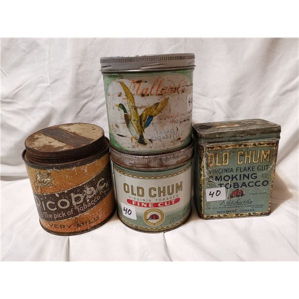 old chum tobacco Rare Mallard, Picobac & 2 old chum tobacco tins old chum tobacco Rare Mallard, Picobac & 2 old chum tobacco tins