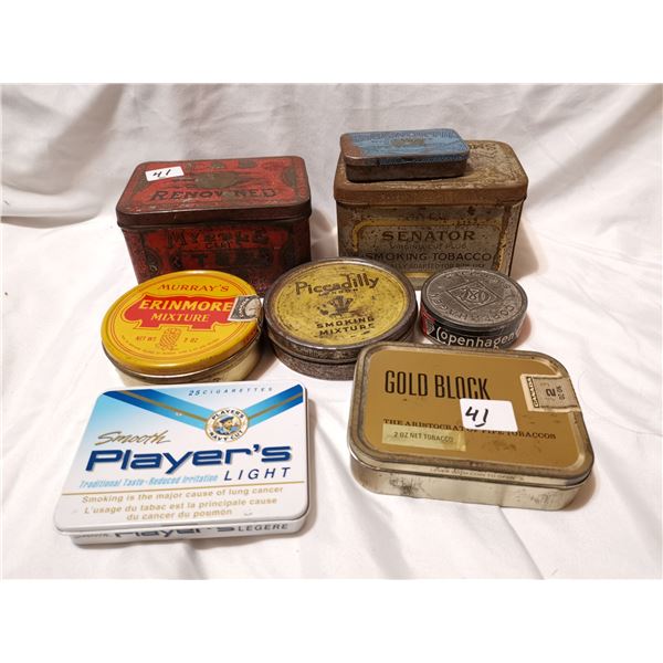 8 tobacco related tins