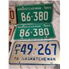 Image 2 : Matching 1973, 1969 plates & 1965, 1976 single Saskatchewan plates