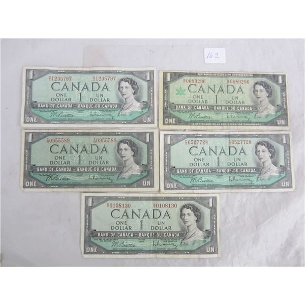 5 1954 and 1967 Dollar Bills