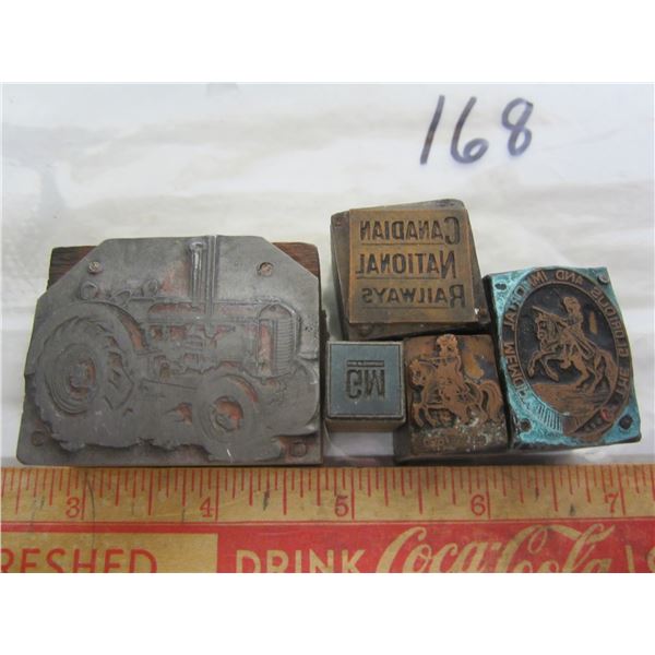 5 Antique Printing Blocks Tractor ect