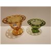 Image 1 : 2 Candy Dishes Yellow 5.5x5" High Green 5x3" High