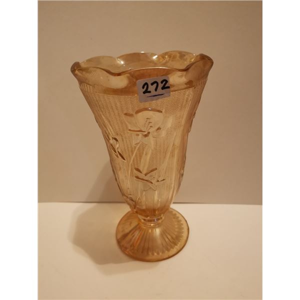 Vintage Depression Glass Pedestal Vase 9"