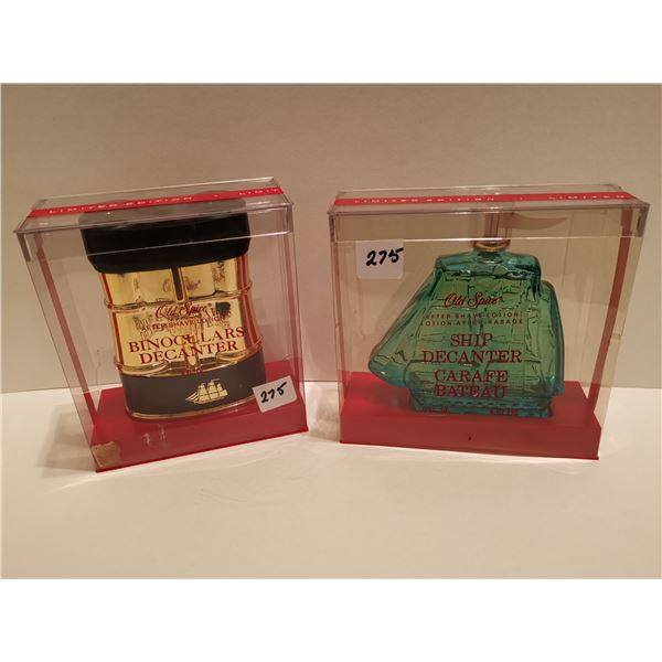 2 Vintage Full Olospice Decanters Ship & Binoculars