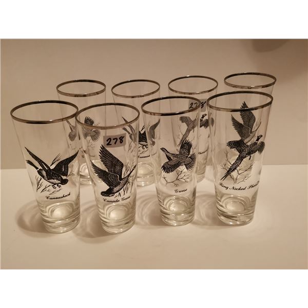 8 Wild Game Bird Glasses, 6.5 Tall