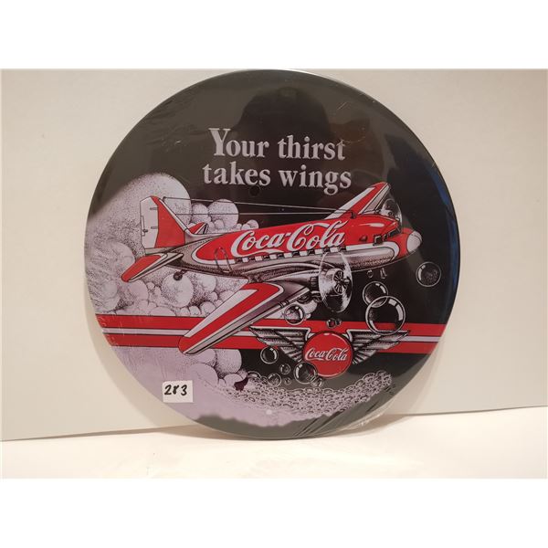 Round Coca-Cola Plane Sign 12"