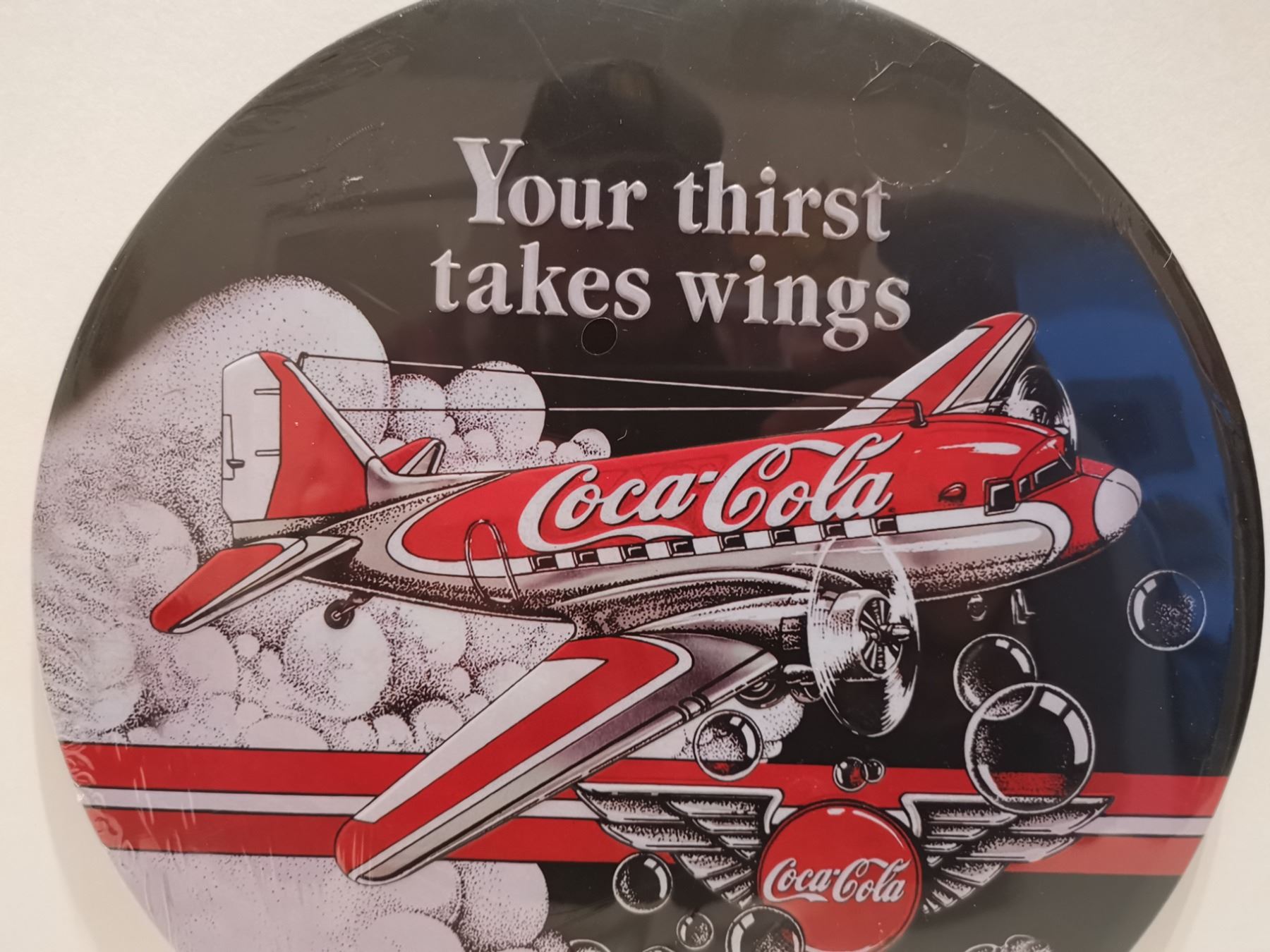 Round Coca-Cola Plane Sign 12