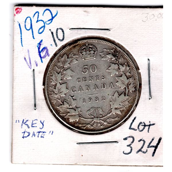 RARE LOW MINTAGE KEY DATE 1932 50 CENT PIECE