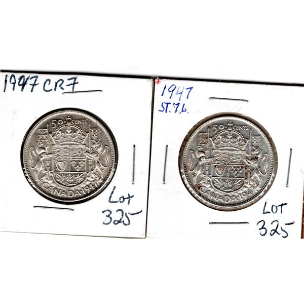 1947 C7R & S7L 50 CENT PIECES