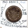 1943 50 CENT DIE CRACK ERROR TAIL THRU 3 TO EDGE SCARCE