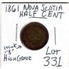 Image 2 : 1861 NOVA SCOTIA ½ CENT PIECE WITH PLANCHET FLAW HIGH GRADE
