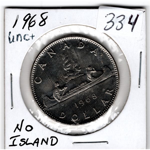 1968 UNC+ NO ISLAND VARIETY NICKEL DOLLAR