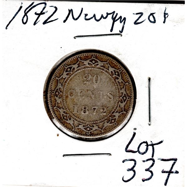 1872 NEWFOUNDLAND 20 CENT PIECE