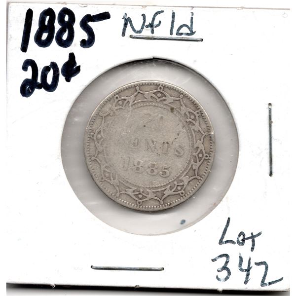 1885 NEWFOUNDLAND 20 CENT PIECE