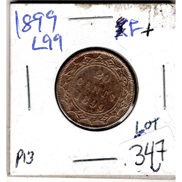 1899 LARGE 99 NEWFOUNDLAND 20 CENT PIECE