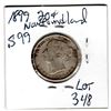 Image 2 : 1899 SMALL 99 NEWFOUNDLAND 20 CENT PIECE