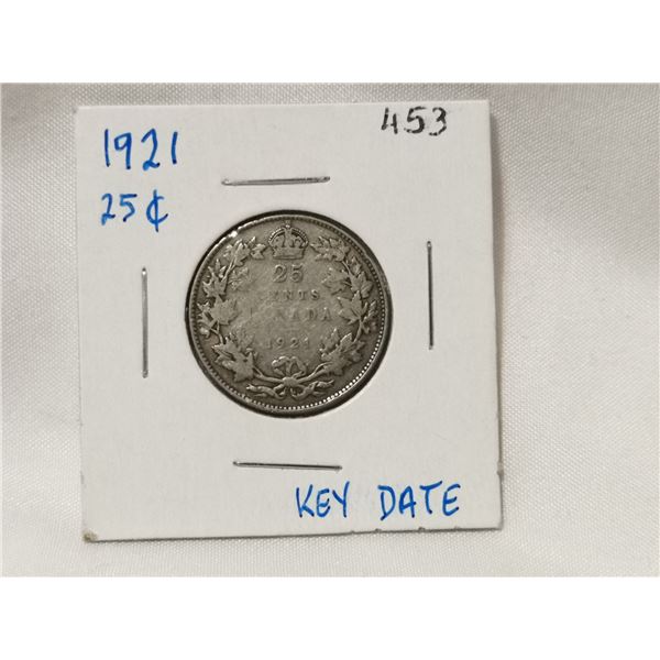 1921 Silver 25¢ - Key Date